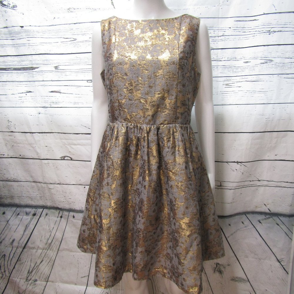 Cynthia Rowley Gold and Gray Floral Dress
